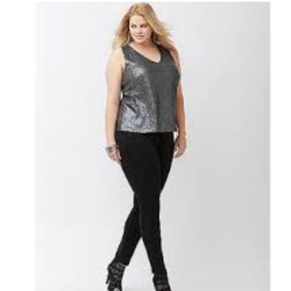 Lane Bryant sequin silver/gray sleeveless top